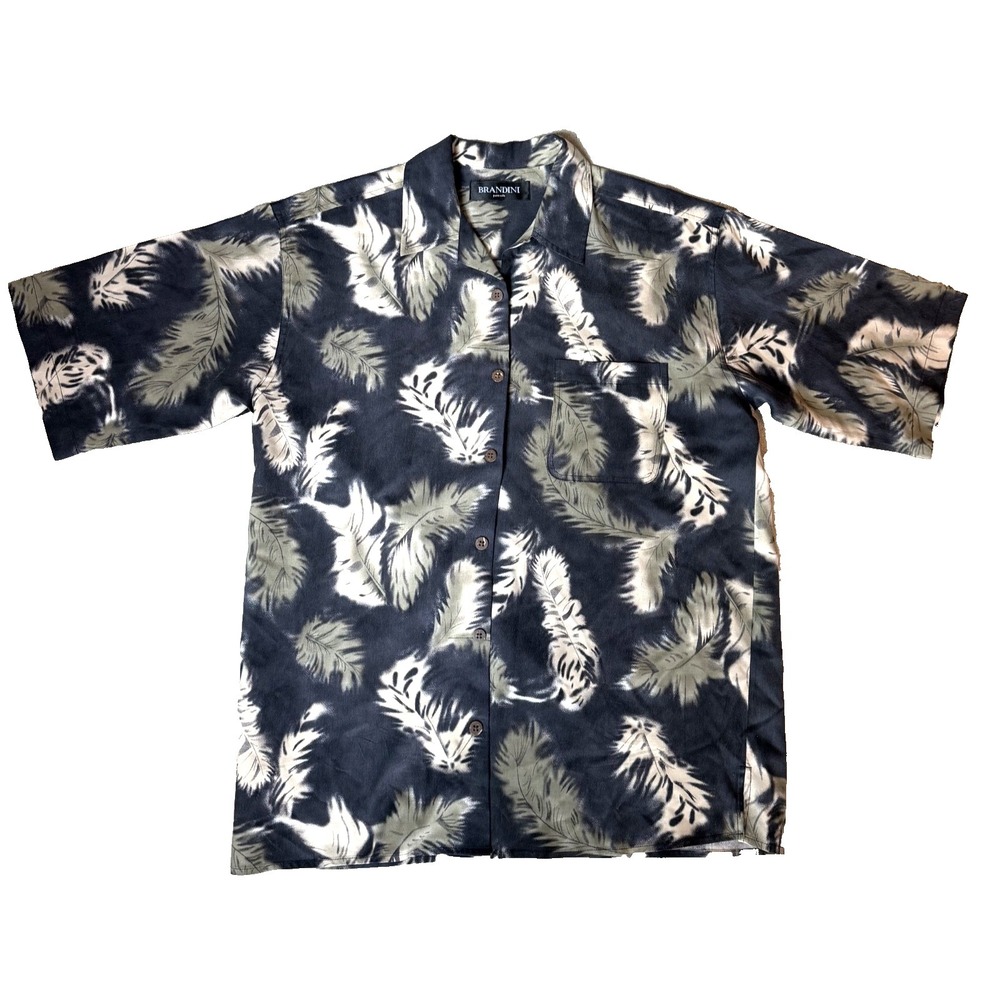 Brandini Men's 100%‎ Silk Botanical Vacation Tropical Short Sleeve Shirt Sz M